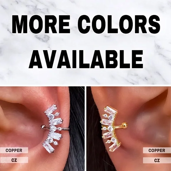 ⚜️[𝟯/$𝟭𝟴]⚜️CZ Gold Curved Cuff Earring NEW - Picture 5 of 6